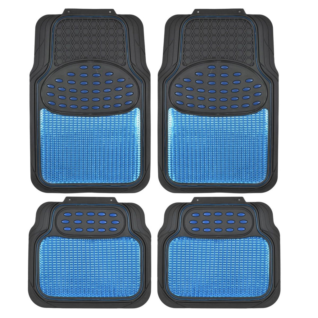 4-Piece Metallic Rubber Front Floor Mats & Rear Floor Mats