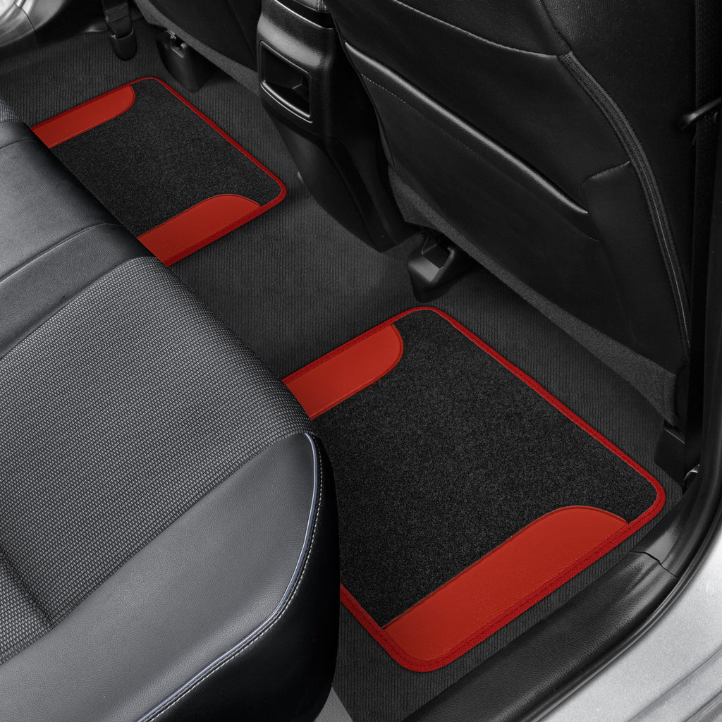 4-Piece Two-Tone Carpet Leatherette Front Floor Mats & Rear Floor Mats