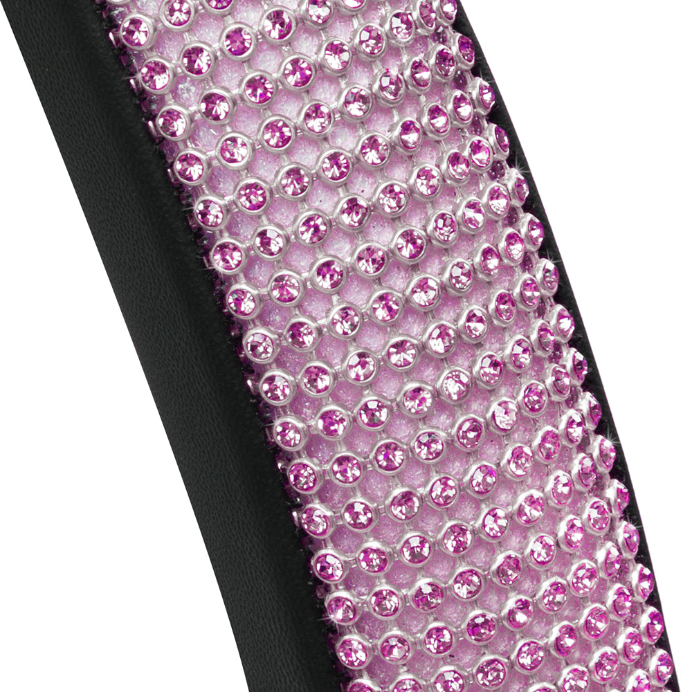 Crystal Diamond Bling Steering Wheel Cover (Standard 14.5" - 15.5") - Pink - Pink