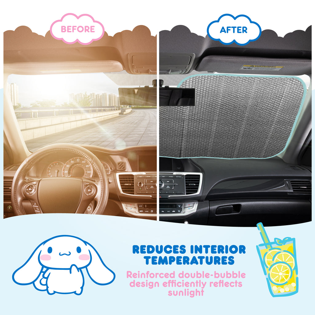 Official Sanrio Cinnamoroll Lemon Chill Front Windshield Sunshade (58" x 28")