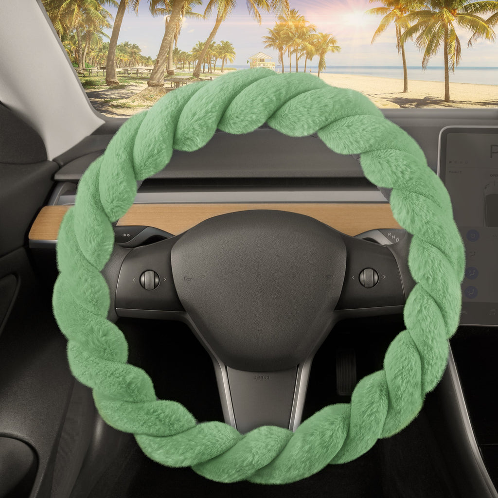 Twisted Plush Faux Fur Steering Wheel Cover (Standard 14.5" - 15.5")