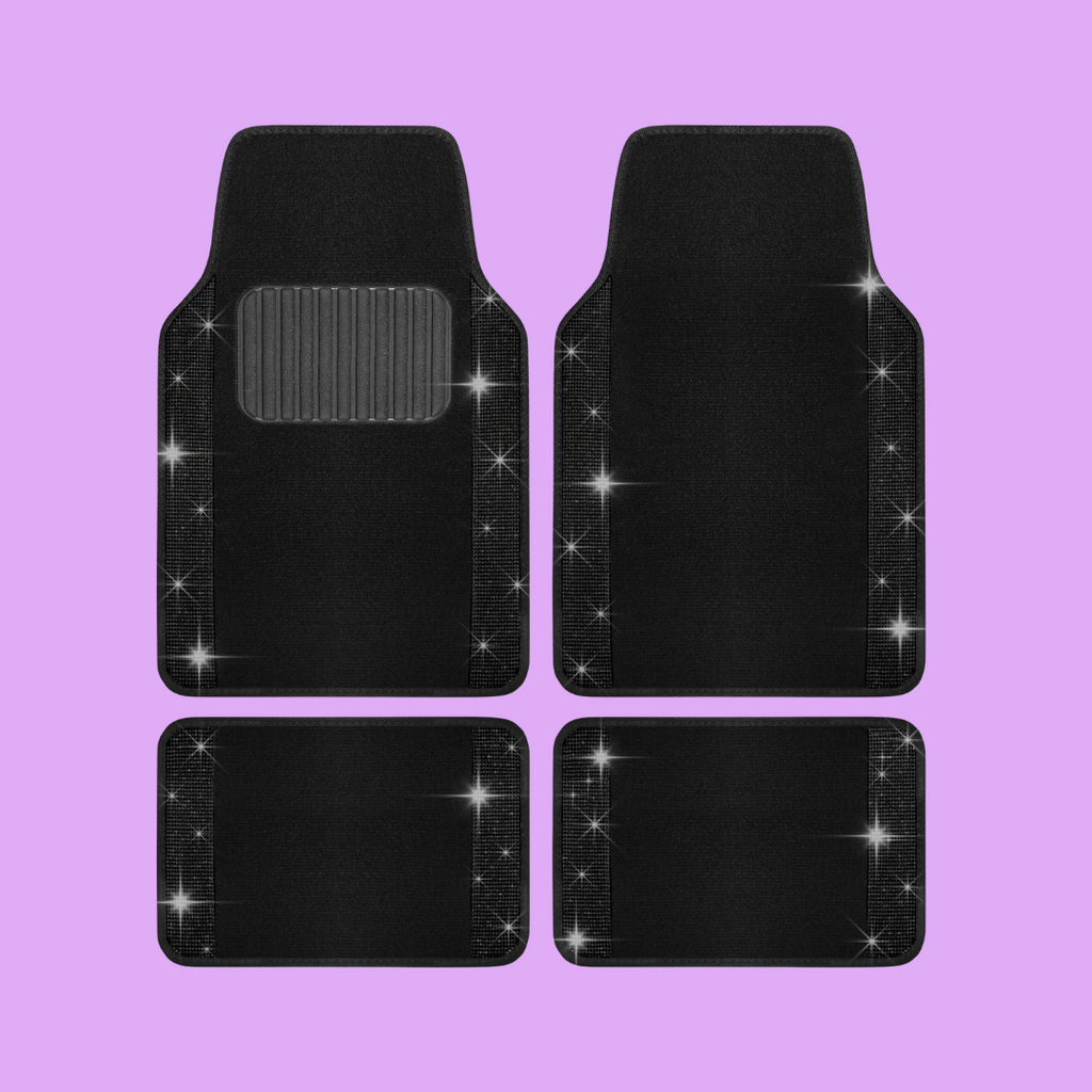 4-Piece Diamond Bling Front Floor Mats & Rear Floor Mats