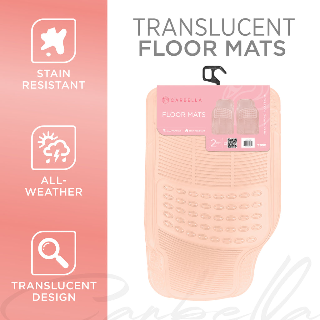 2-Piece Translucent Front Floor Mats - Pink - Pink