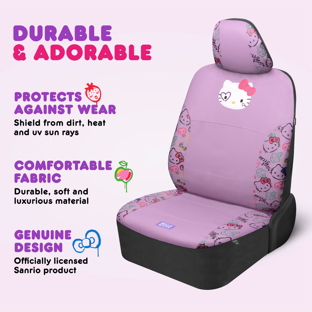 Hello Kitty Car Seat Covers - Cute Purple Seat Covers, Car Accessories Gift Hello Kitty Accessories 2pc Lavender Car Seat Covers