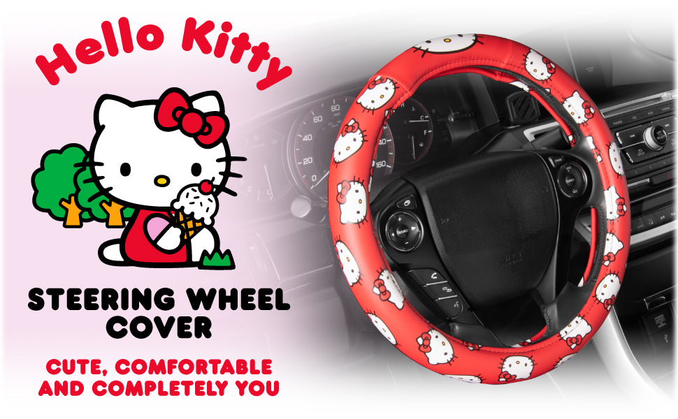 Official Sanrio Hello Kitty Original Steering Wheel Cover (Standard 14.5" - 15.5")