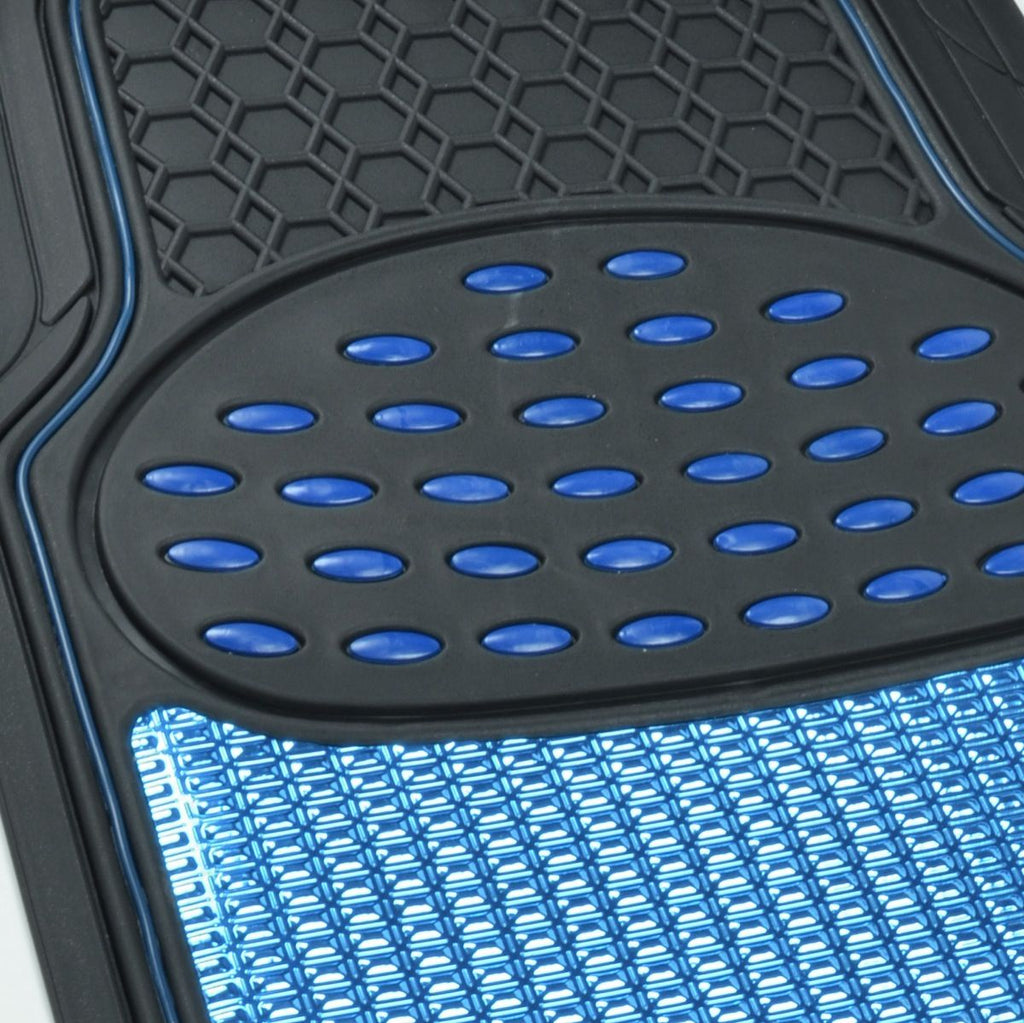 4-Piece Metallic Rubber Front Floor Mats & Rear Floor Mats