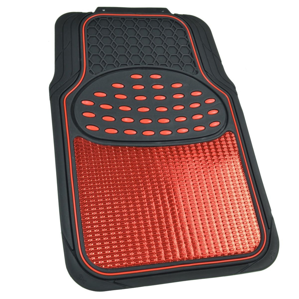 4-Piece Metallic Rubber Front Floor Mats & Rear Floor Mats