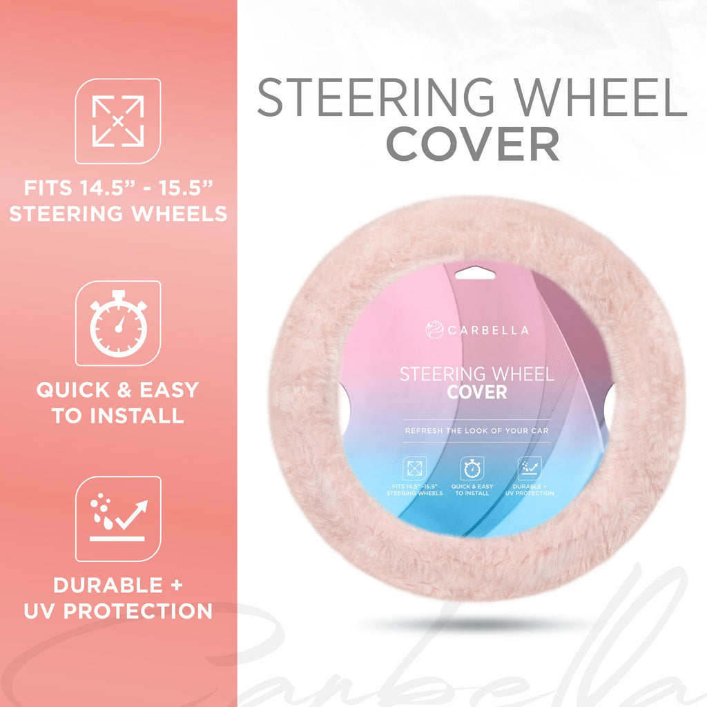 Plush Faux Fur Steering Wheel Cover (Standard 14.5" - 15.5")