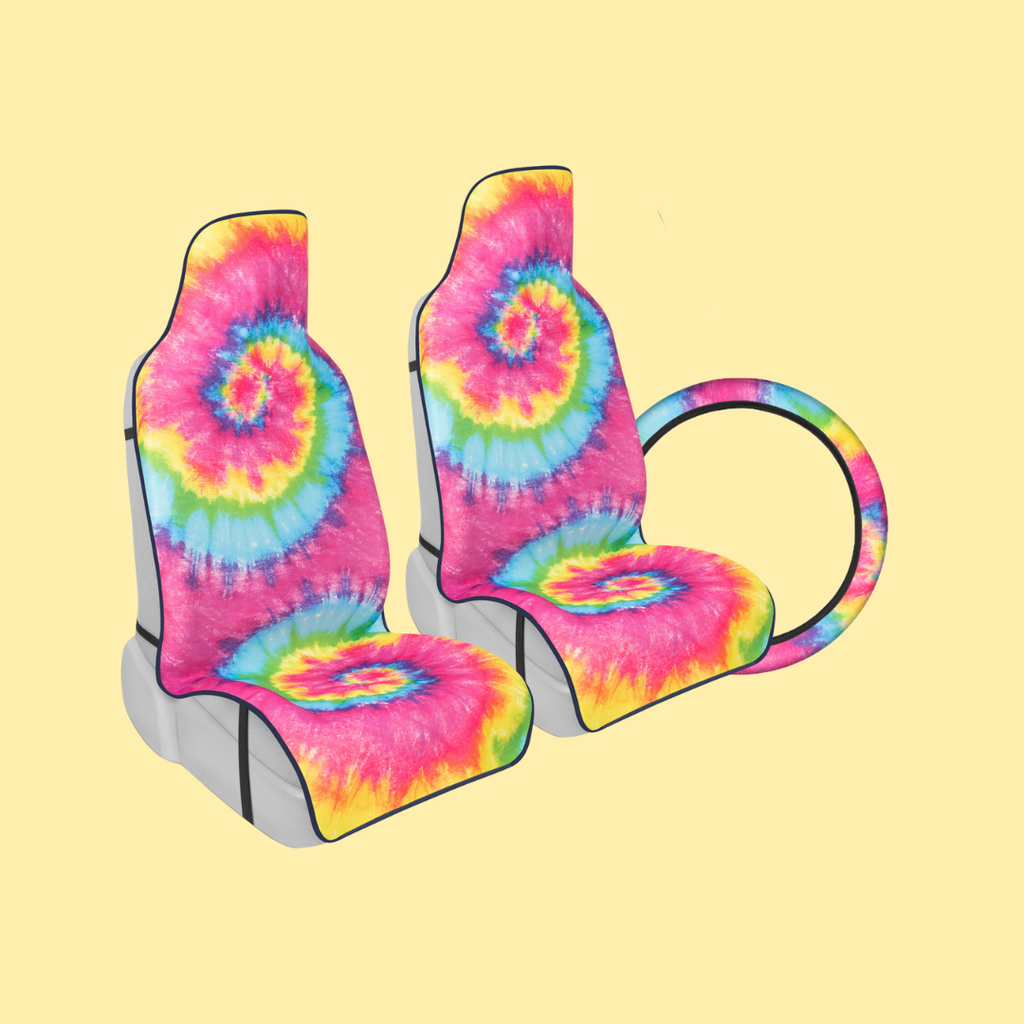 Rainbow Pink Tie Dye Car Seat Cover