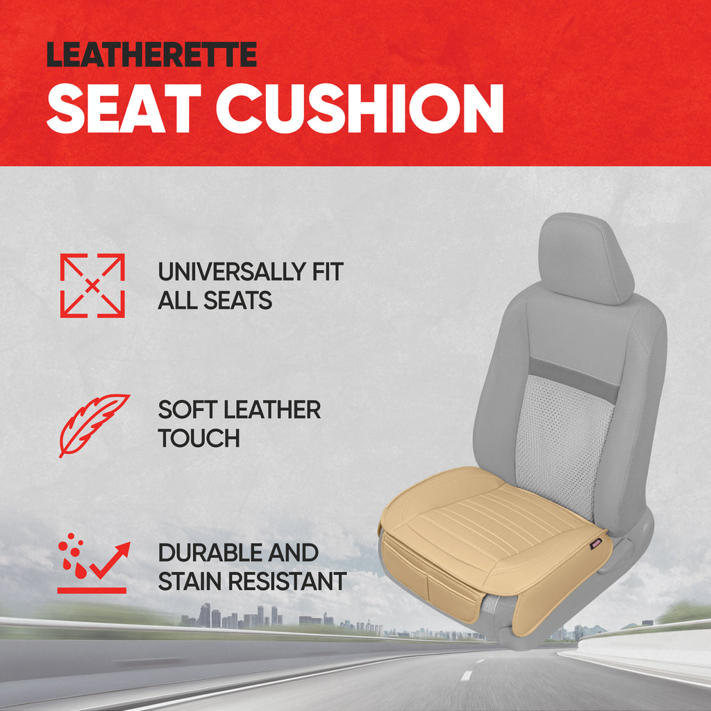 2-Pack Leatherette Padded Front Seat Covers - Beige - Beige,Front (2-Pack)