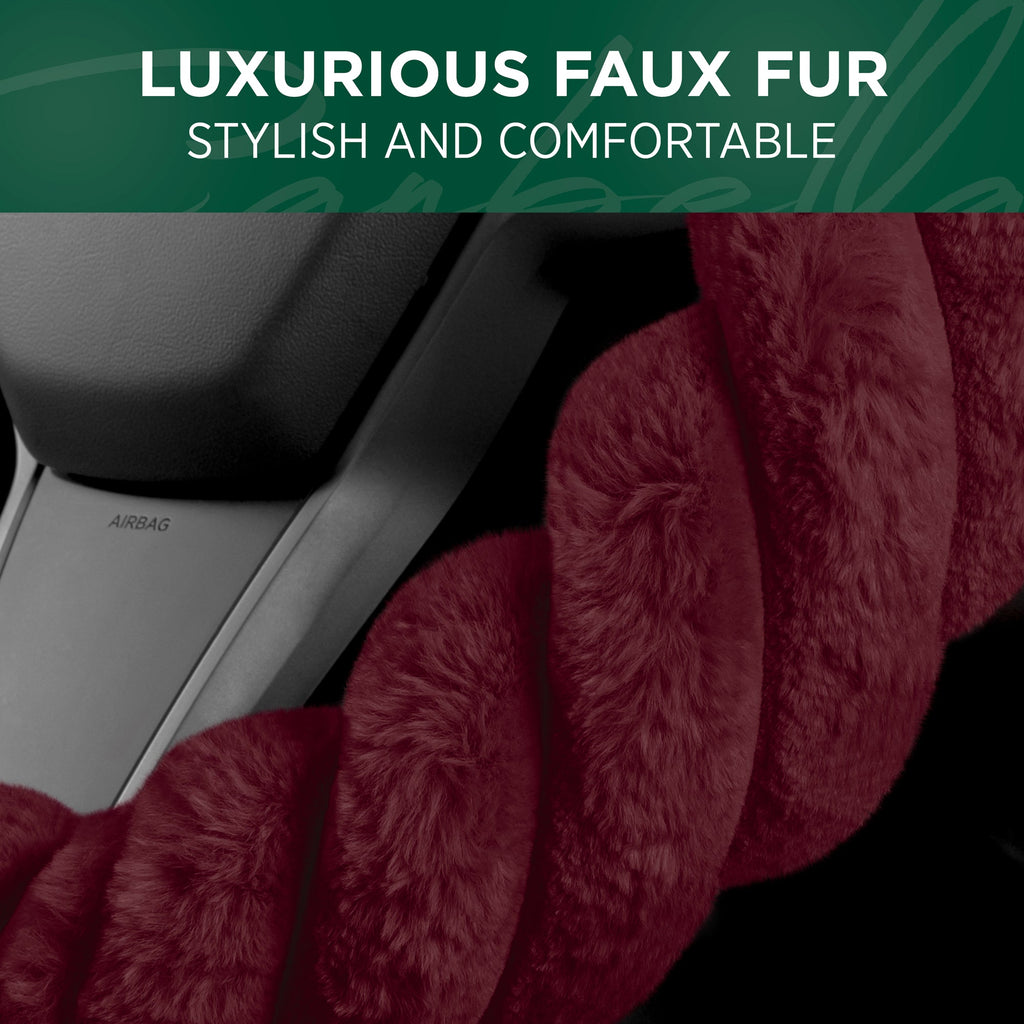 Holiday Edition Twisted Plush Faux Fur Steering Wheel Cover (Standard 14.5" - 15.5")