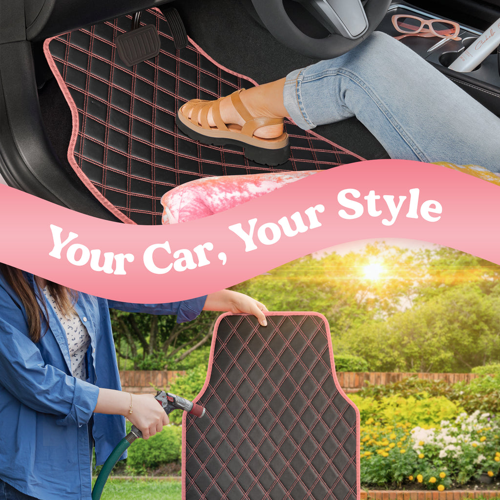 4-piece DiamondLuxe Front Floor Mats & Rear Floor Mats - Pink