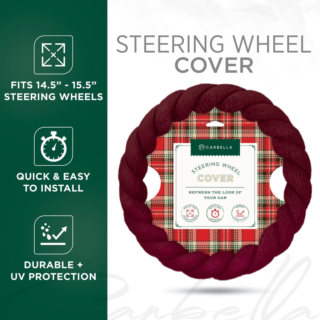 Holiday Edition Twisted Plush Faux Fur Steering Wheel Cover (Standard 14.5" - 15.5")