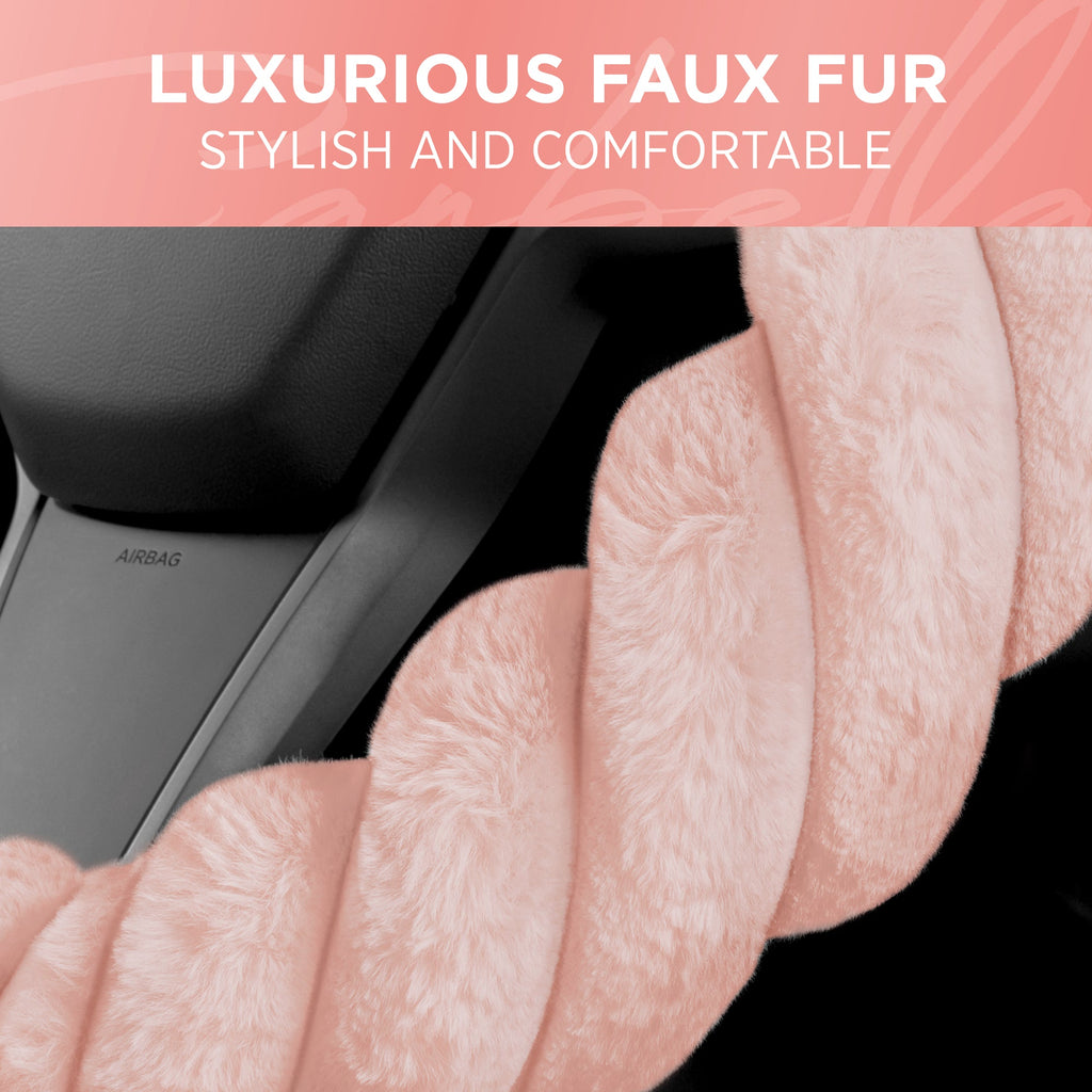 Twisted Plush Faux Fur Steering Wheel Cover (Standard 14.5" - 15.5")