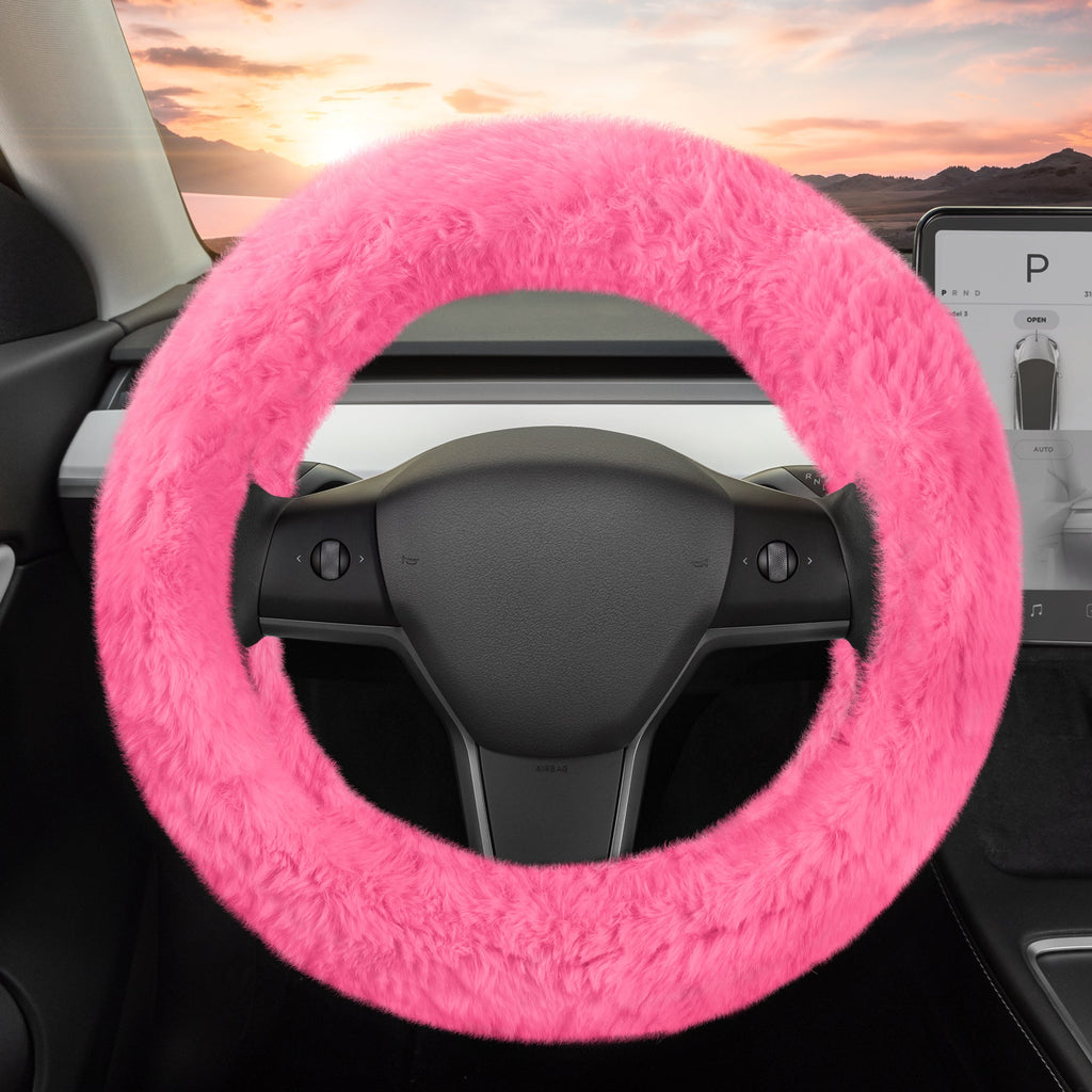 Plush Faux Fur Steering Wheel Cover (Standard 14.5" - 15.5")