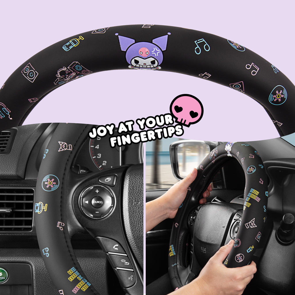 Official Sanrio Kuromi Neon Party Steering Wheel Cover (Standard 14.5" - 15.5")