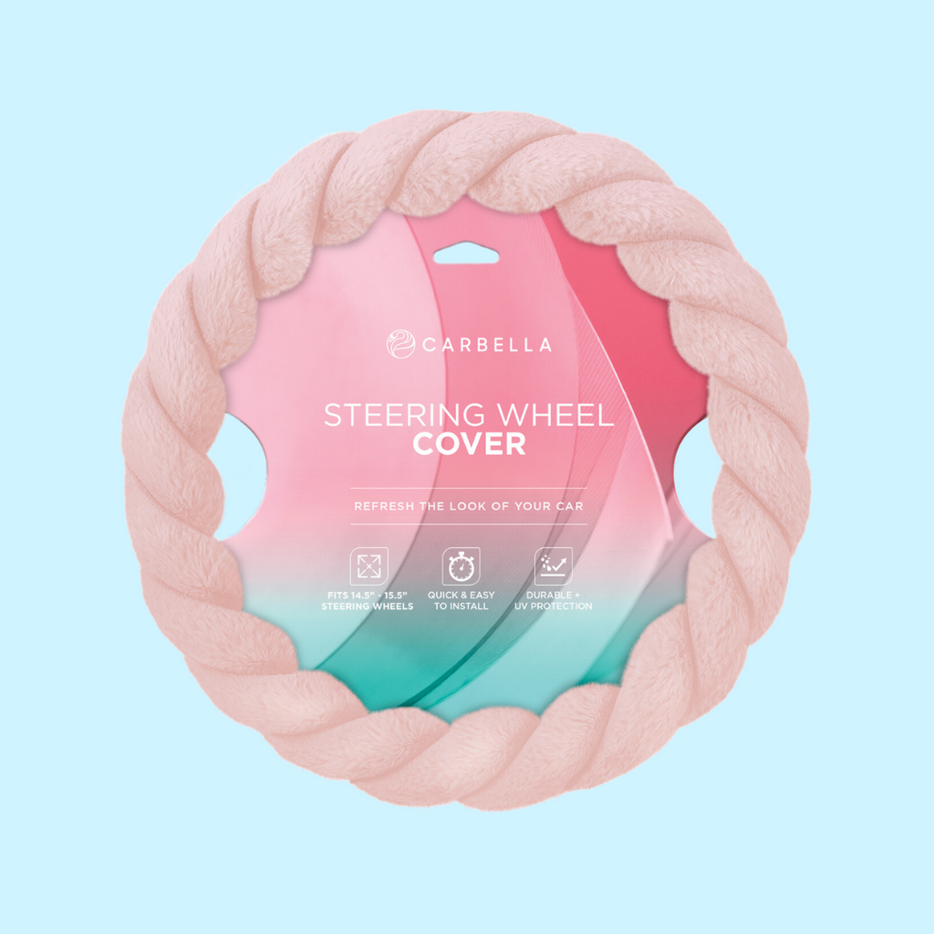 Soft Pink Twisted Faux Fur Steering Wheel Cover