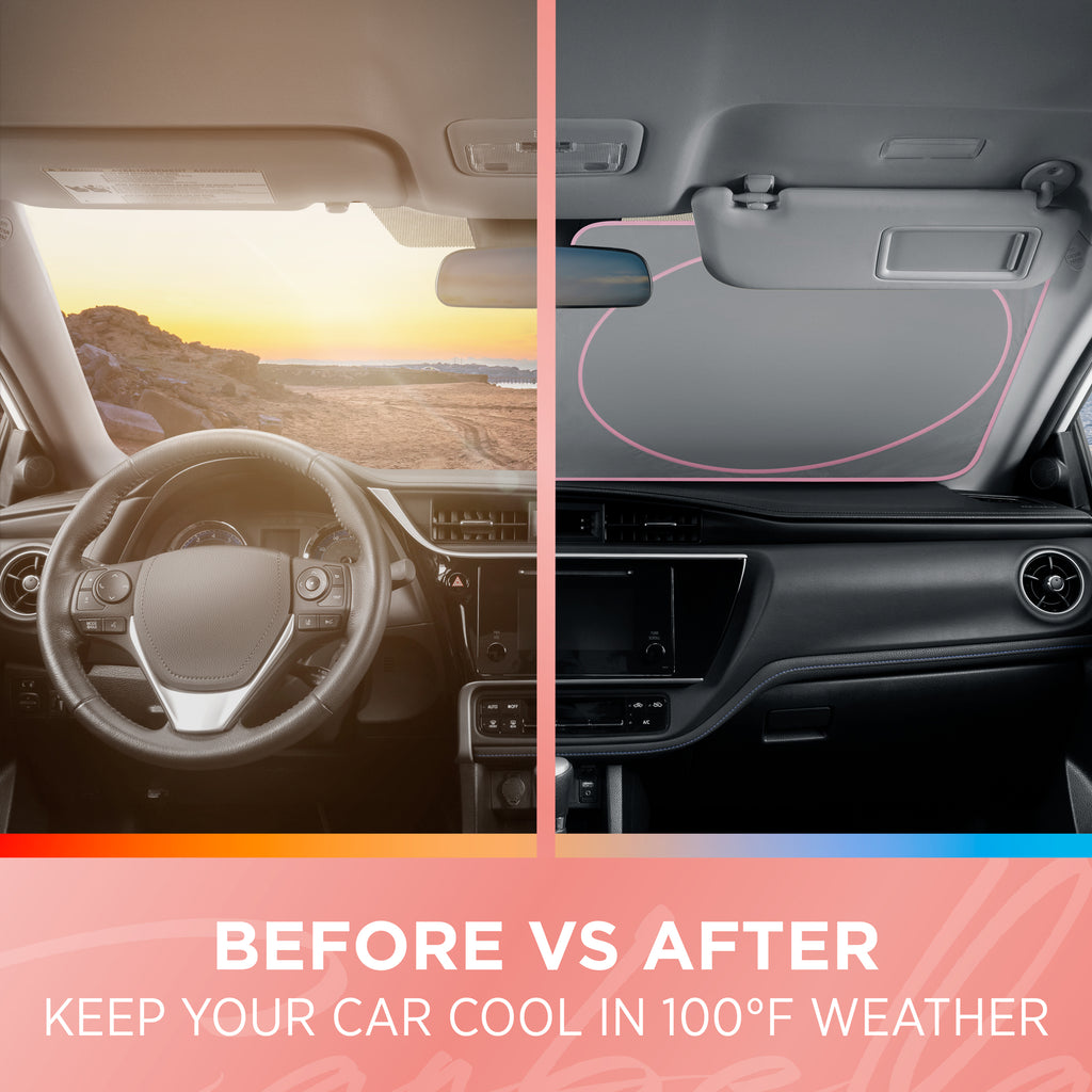 Sunset Palms Front Windshield Sunshade (Jumbo 64" x 32") - Rainbow Sunset