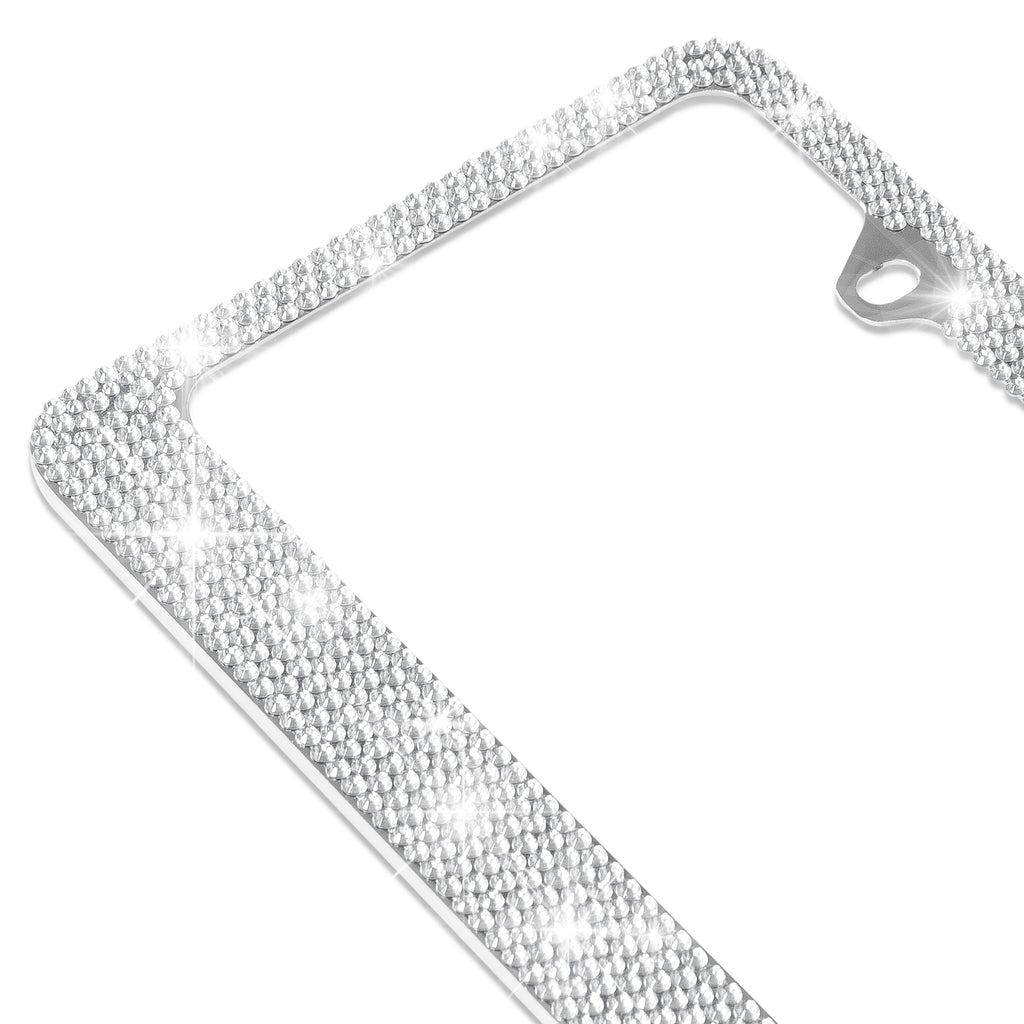 Single Crystal License Plate Frame - Silver - Single,Silver