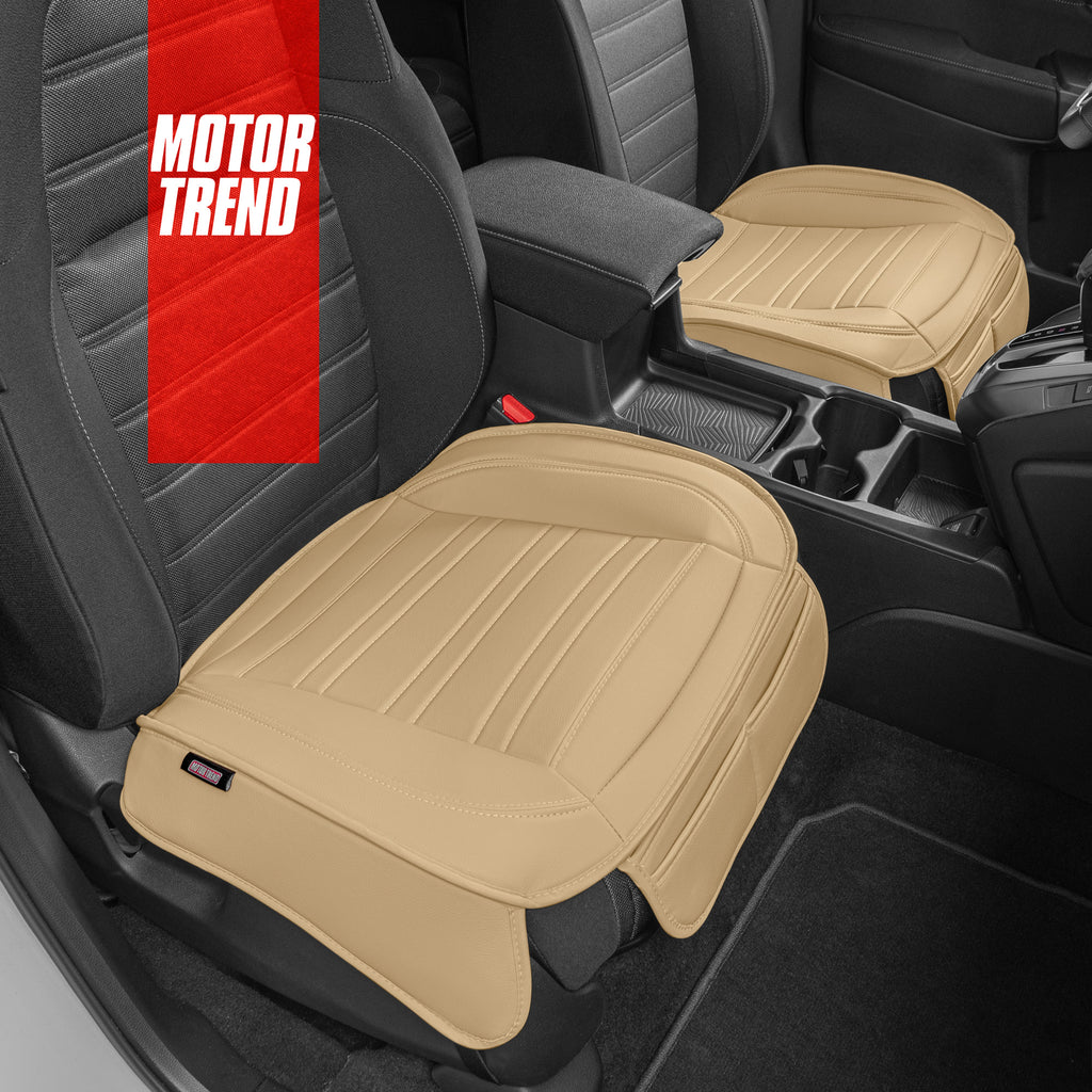 2-Pack Leatherette Padded Front Seat Covers - Beige - Beige,Front (2-Pack)