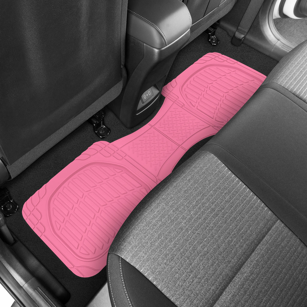 3-Piece Front Floor Mats and Rear Floor Mats - Heavy Duty Deep Dish - Pink - Pink