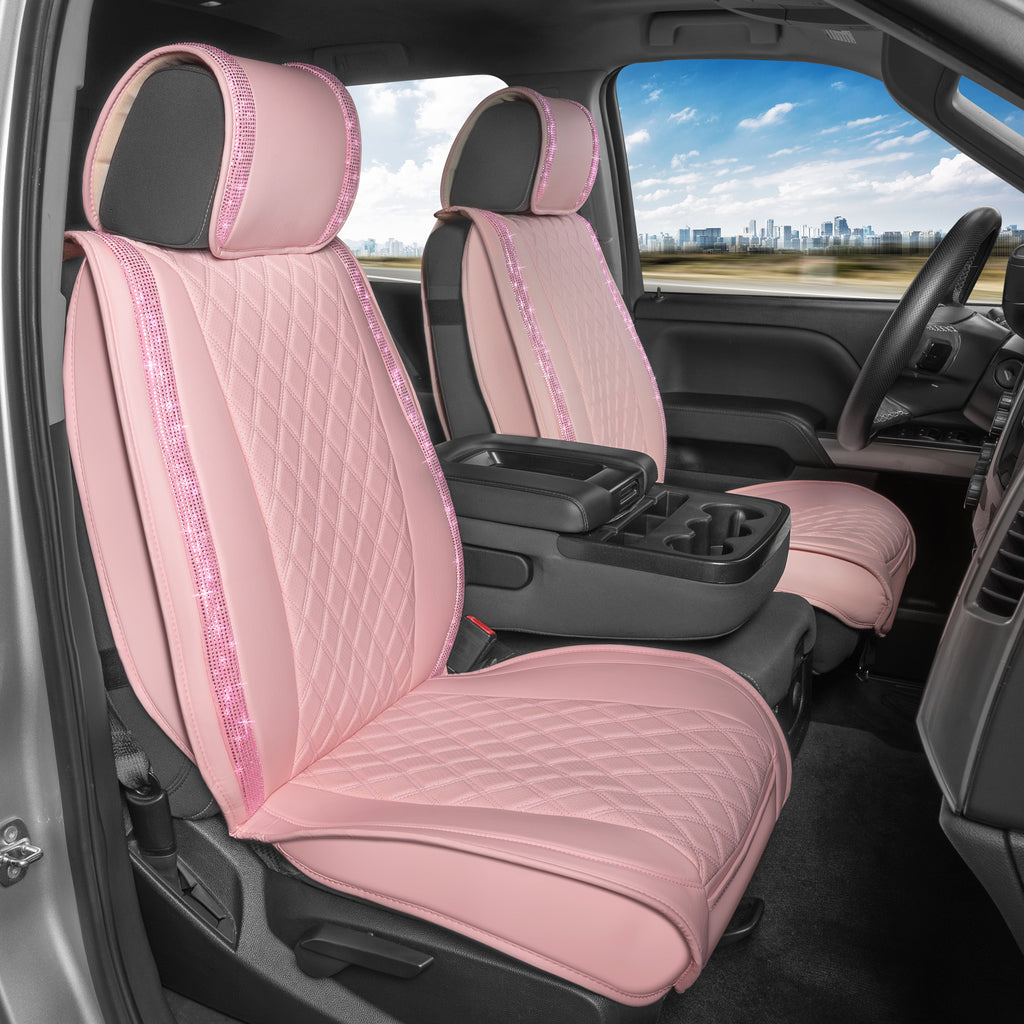 2-Pack Shimmer Ride Front Seat Covers - Pink - Pink