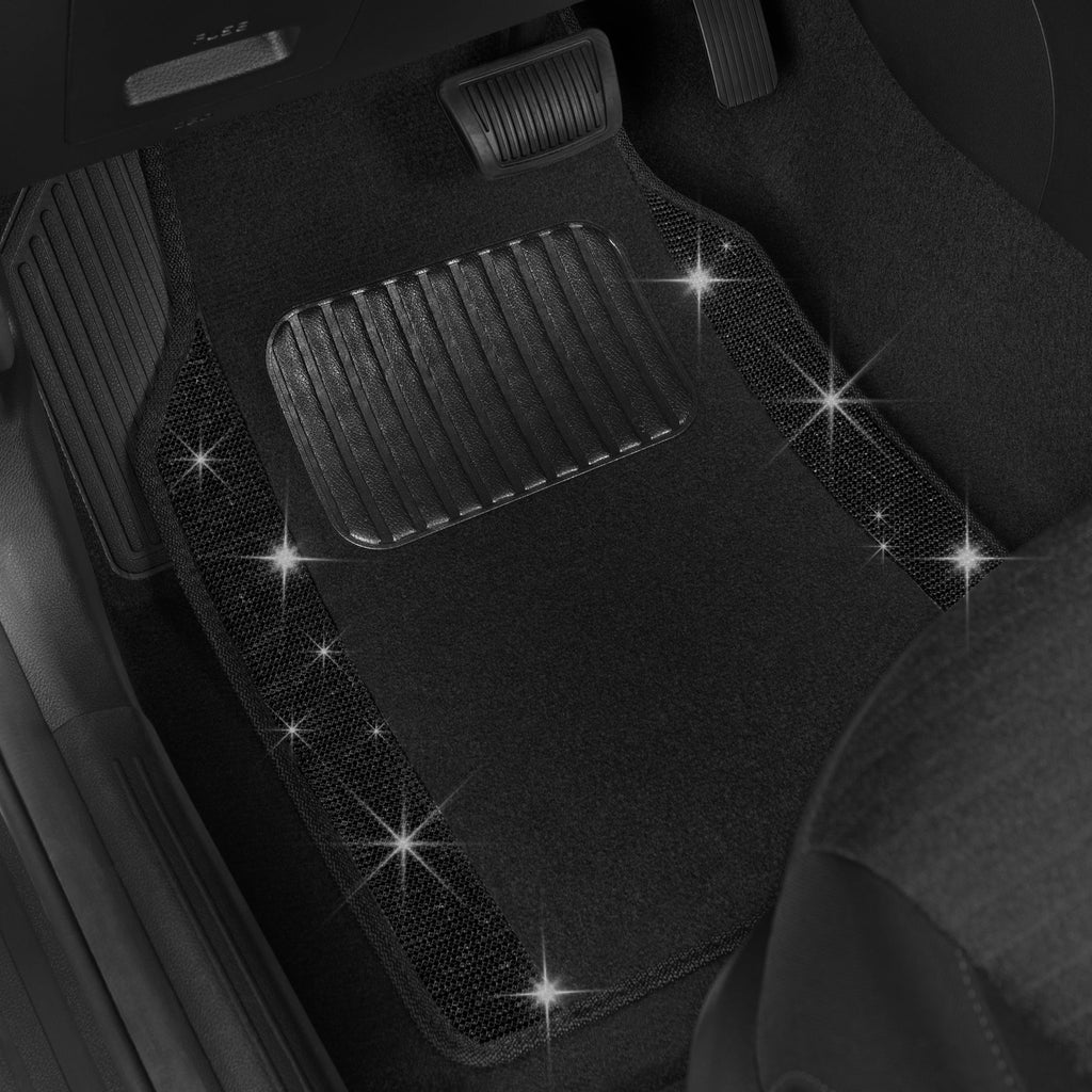 4-Piece Diamond Bling Front Floor Mats & Rear Floor Mats