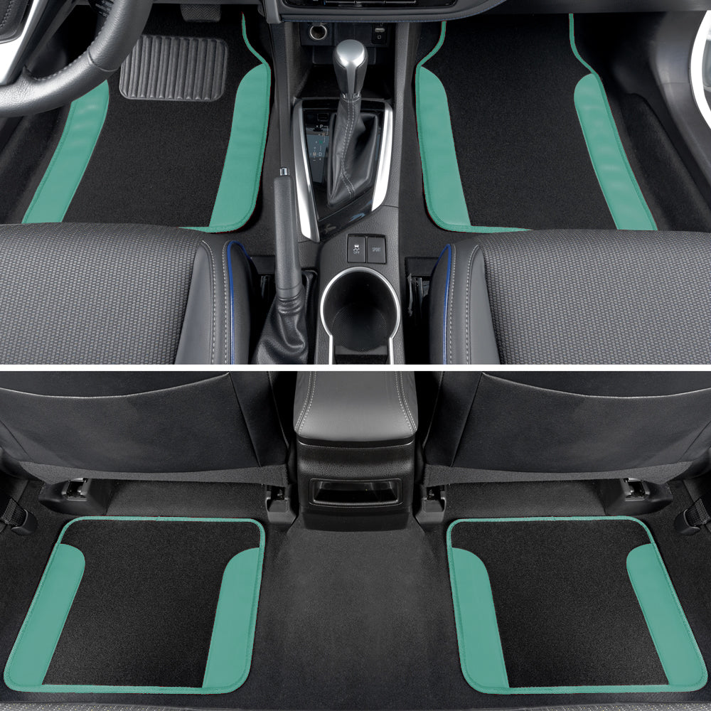 4-Piece Two-Tone Carpet Leatherette Front Floor Mats & Rear Floor Mats