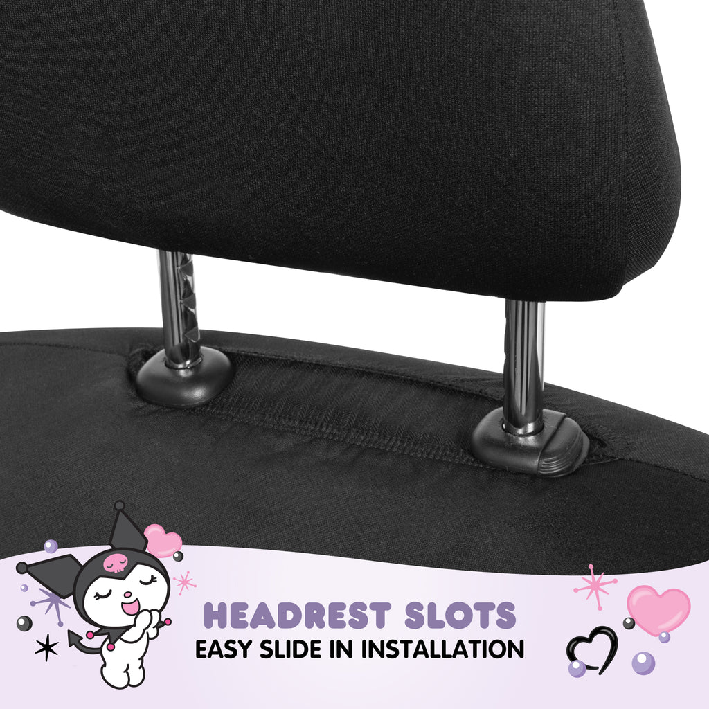 Sanrio Kuromi Car Seat Cover - Cute Black and Purple Front Seat Cover with Lavender Accents, Durable and Comfortable Polyester, Hello Kitty & Friends Car Accessories 1pc