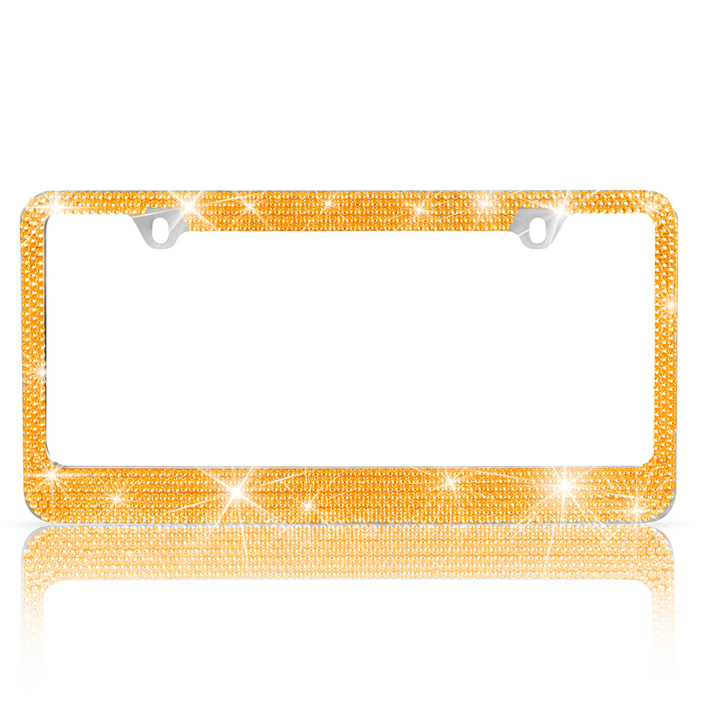 Single Crystal License Plate Frame - Gold - Single,Gold