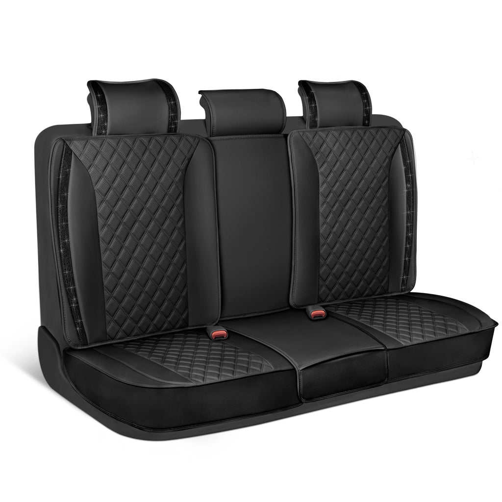 7-Piece BlingStitch Rear Seat Covers - Black Crystals