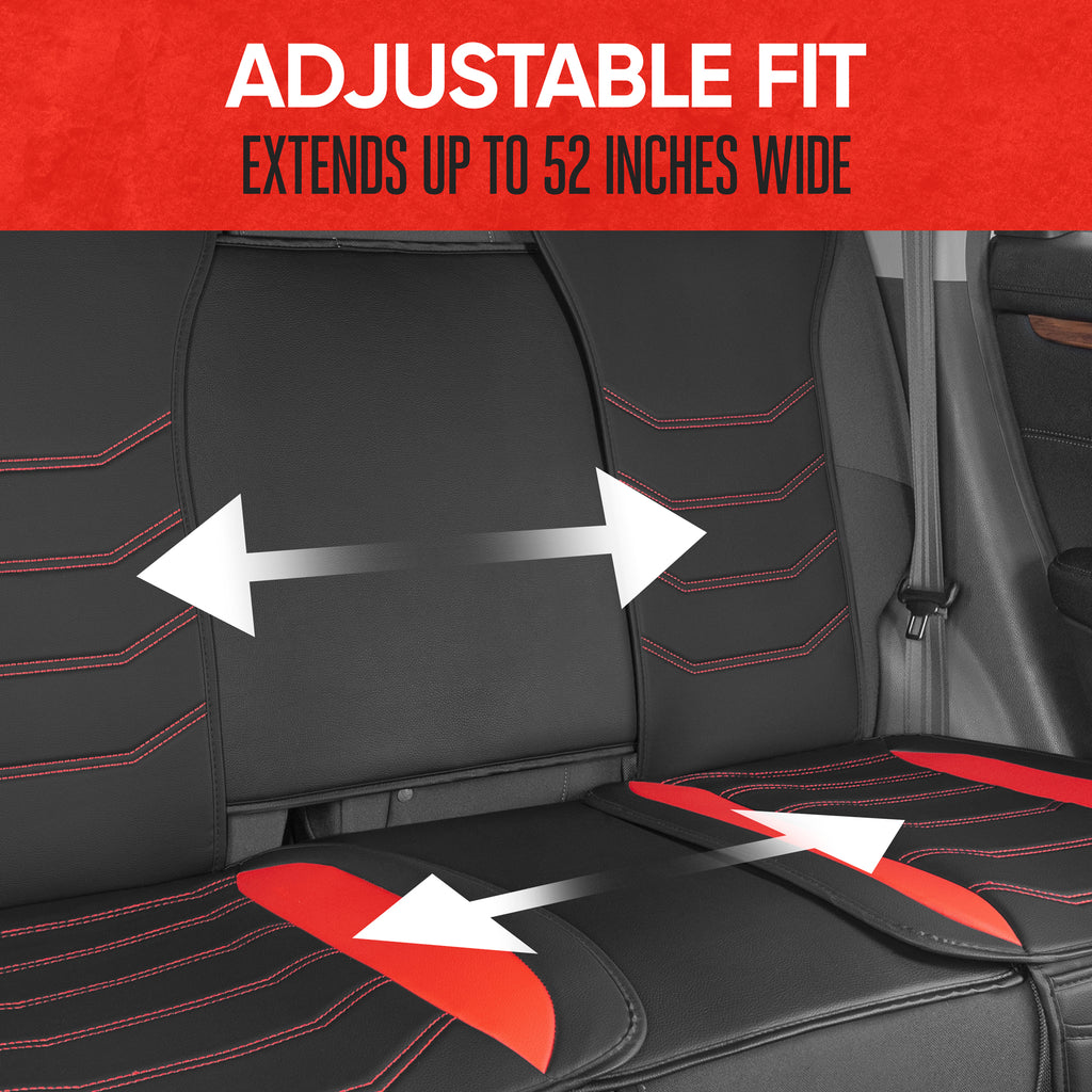 LuxeFit Faux Leather Rear Seat Covers - Black/Red - Black/Red,Rear