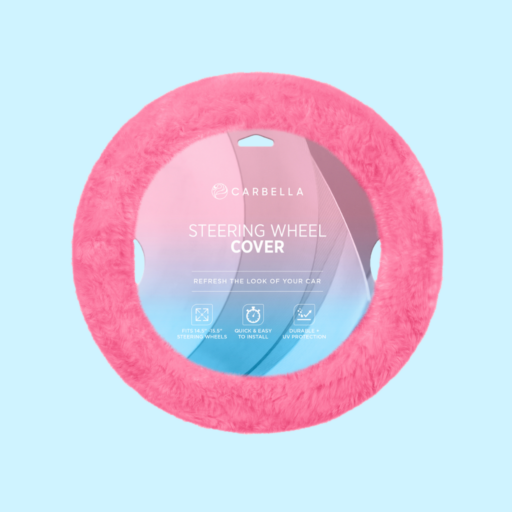 Faux Fur Steering Wheel Cover - Soft Pink
