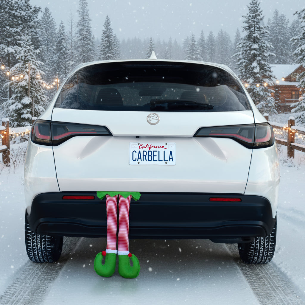 Carbella Trunk Elf Legs Christmas Car Decoration, Stuffed Elf Legs for Car Holiday Striped Xmas Elf Feet Car Accessories for Winter Outdoor/Indoor