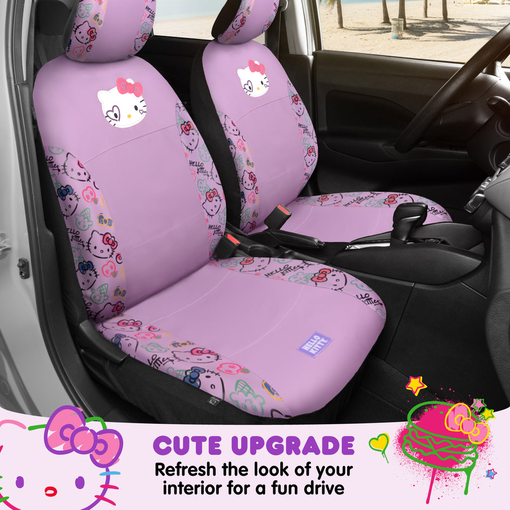 Hello Kitty Car Seat Covers - Cute Purple Seat Covers, Car Accessories Gift Hello Kitty Accessories 2pc Lavender Car Seat Covers