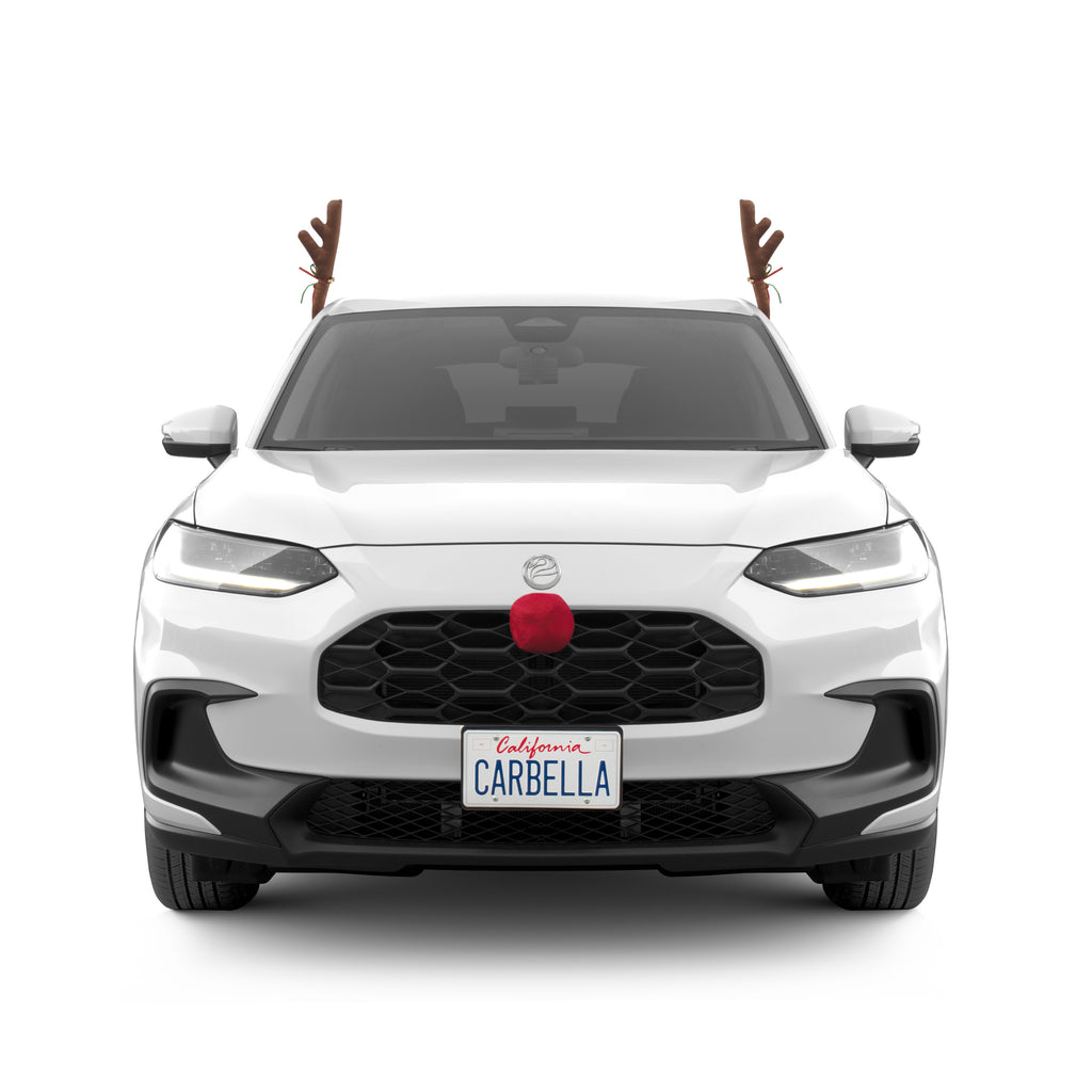 Carbella Car Christmas Reindeer Antlers and Nose - Xmas Decorations for Car - Window Holiday Kit for Car Truck Van SUV