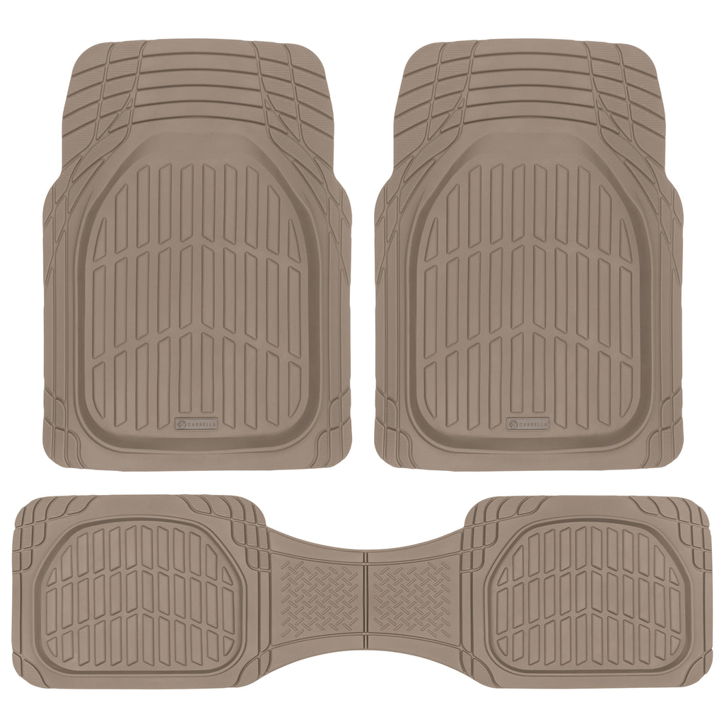 3-Piece Front Floor Mats and Rear Floor Mats - Heavy Duty Deep Dish - Dark Beige - Dark Beige