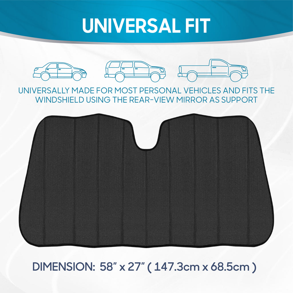 Glitter Front Windshield Sunshade (57" x 27") - Black - Black