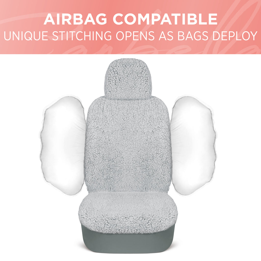 Sherpa Fleece Car Seat Covers - Gray - Gray