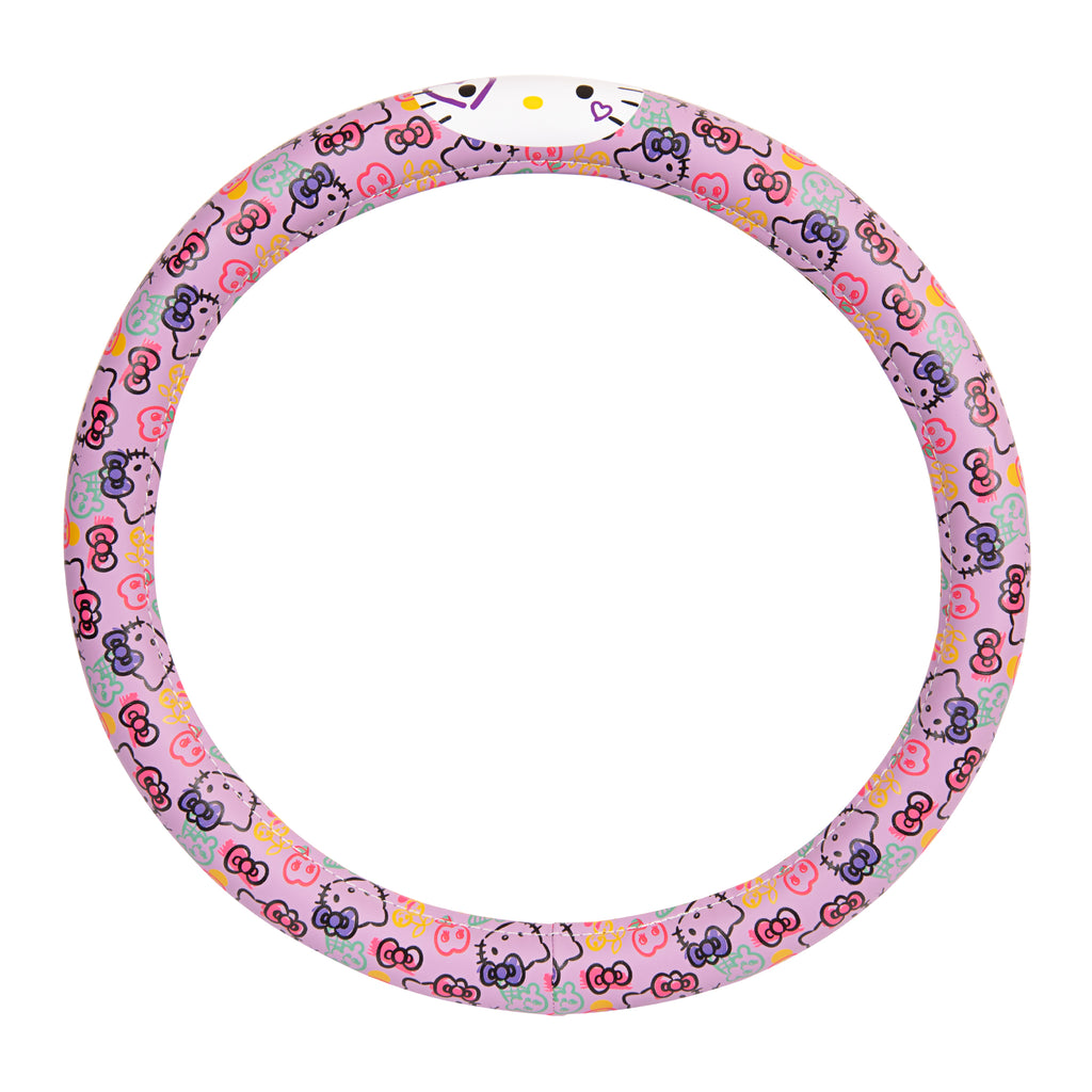 Sanrio Hello Kitty Steering Wheel Cover, Official Sanrio Car Steering Wheel Cover with Universal Size 14.5 - 15.5, Cute Steering Wheel Cover for Women, Hello Kitty & Friends Car Accessories (Lavender Print)