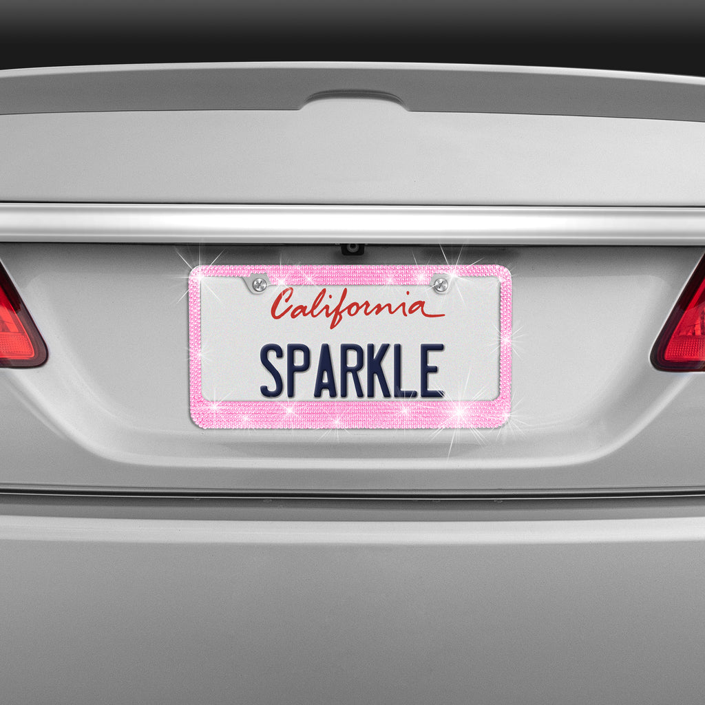 Single Crystal License Plate Frame - Pink - Single,Pink