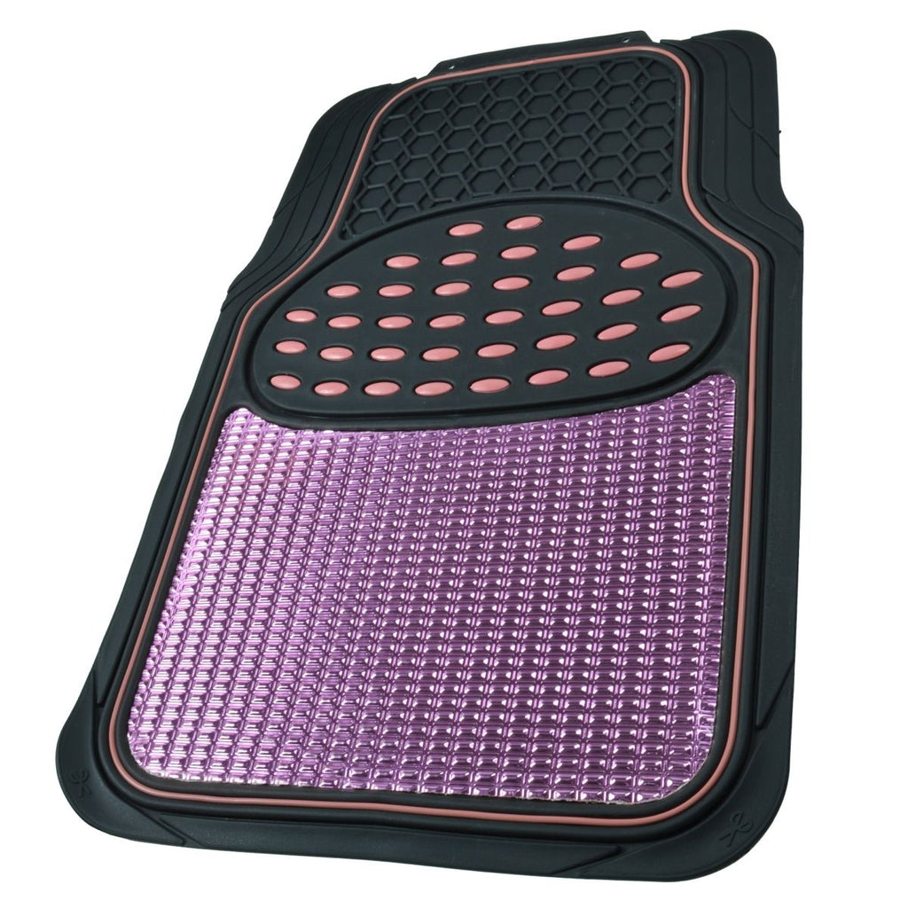 4-Piece Metallic Rubber Front Floor Mats & Rear Floor Mats