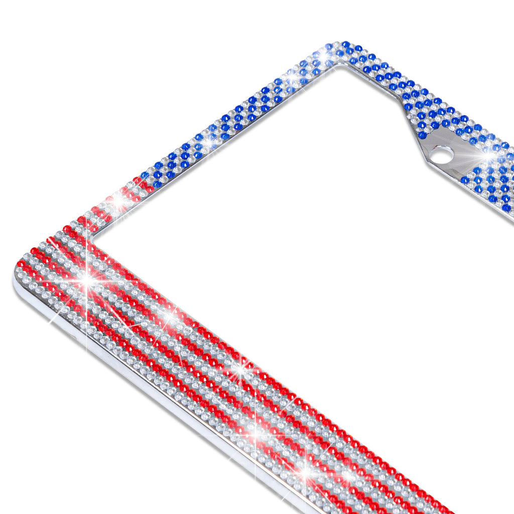 USA Flag Crystal License Plate Frame