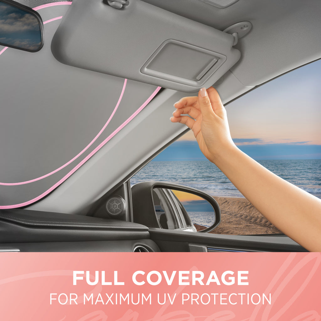 Sunset Palms Front Windshield Sunshade (Jumbo 64" x 32") - Rainbow Sunset