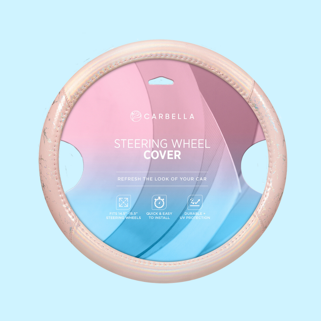 Holographic Bling Steering Wheel Cover - Light Pink