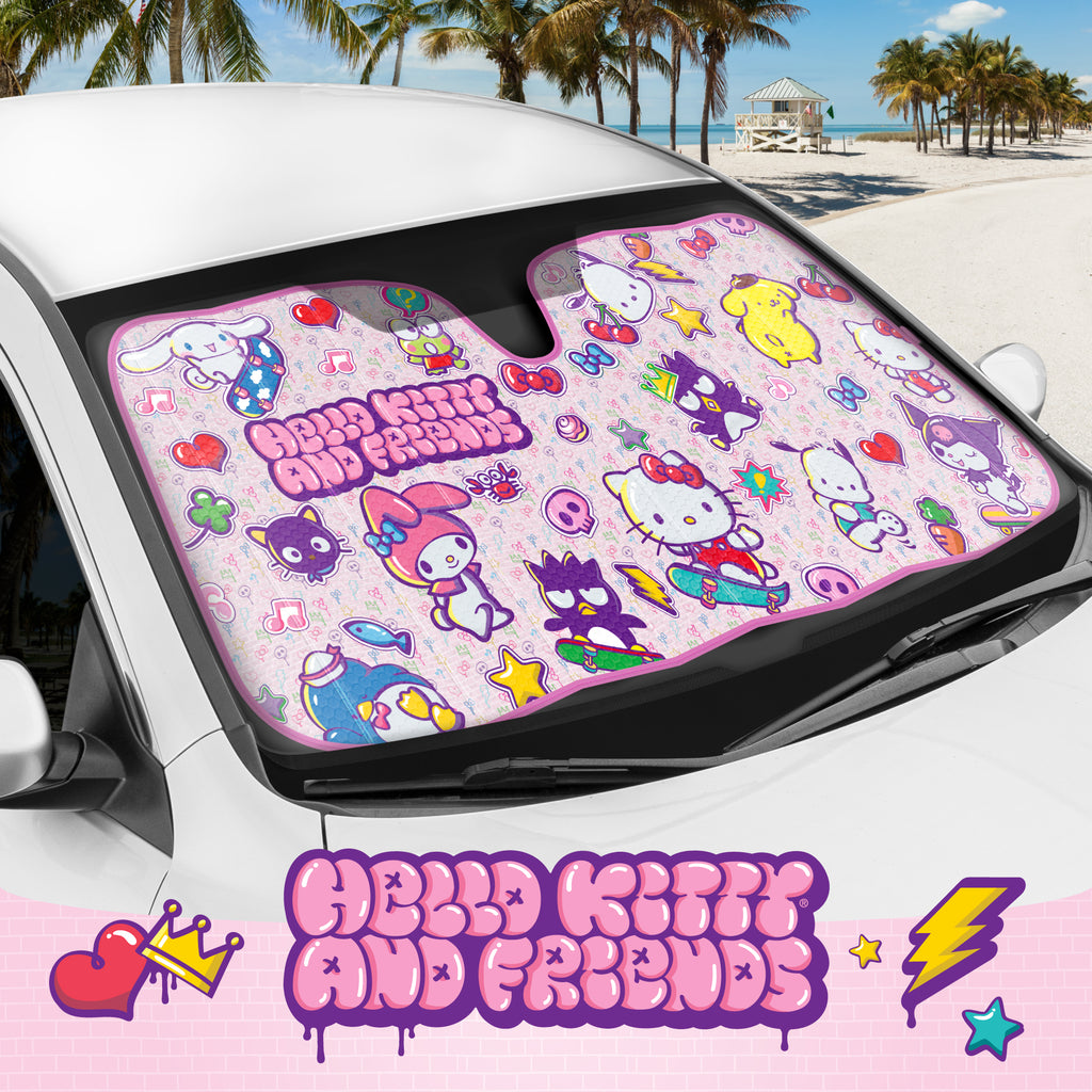 Official Sanrio Hello Kitty and Friends Front Windshield Sunshade (58" x 28")