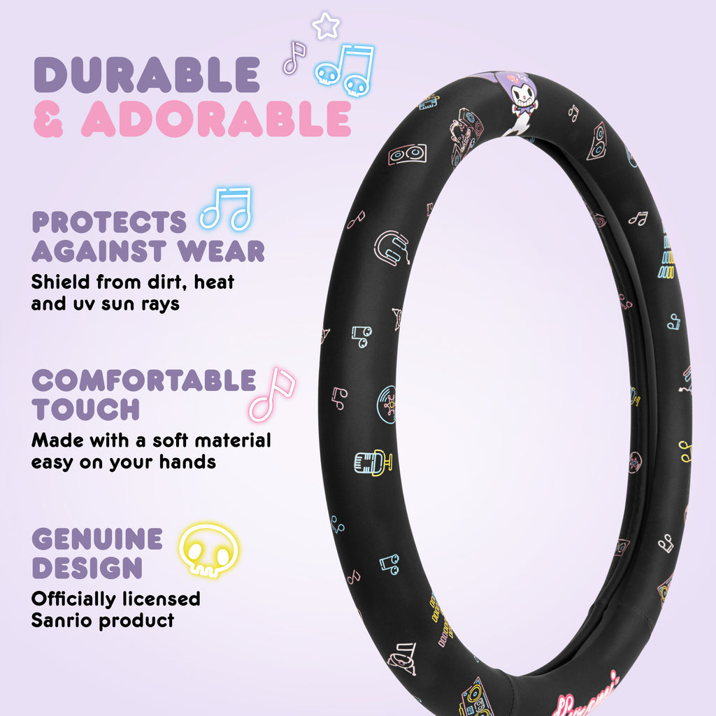 Official Sanrio Kuromi Neon Party Steering Wheel Cover (Standard 14.5" - 15.5")