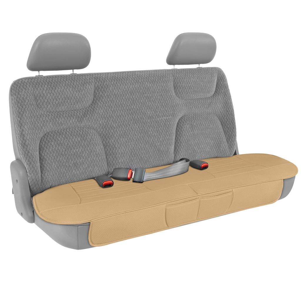 Leatherette Padded Rear Seat Covers - Beige - Beige,Rear