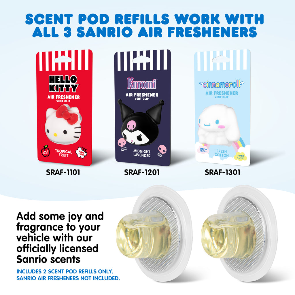 Official Sanrio Cinnamoroll Car Air Freshener Refills 2-Pack - Fresh Cotton Scent – Cute Hello Kitty & Friends Car Accessories (2 Refills)