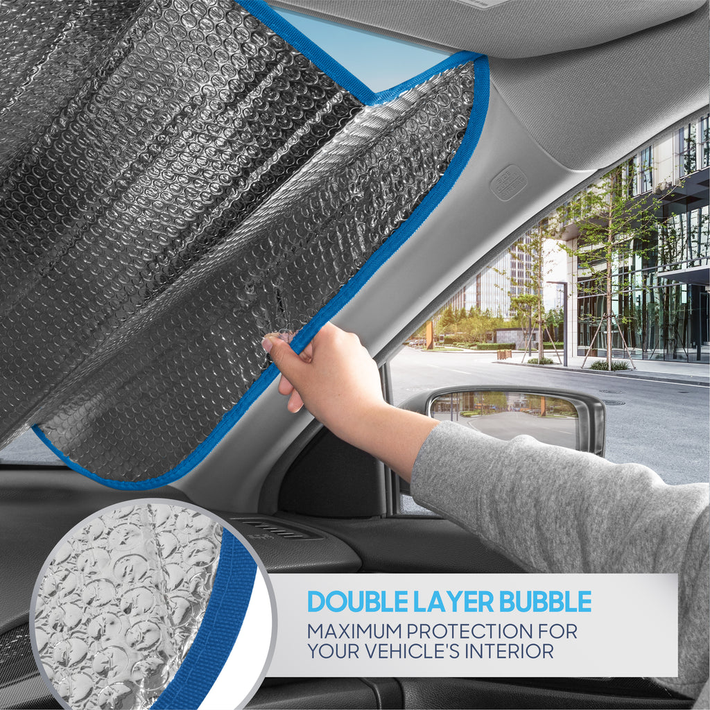 BDK Colorful Rainbow Tie Dye Windshield Sunshade for Cars - Multi-Colored Double Bubble Accordion Folding Sun Shade for Car Truck SUV – Car Sun Visor Protector to Keep Your Vehicle Cool - 58 x 27